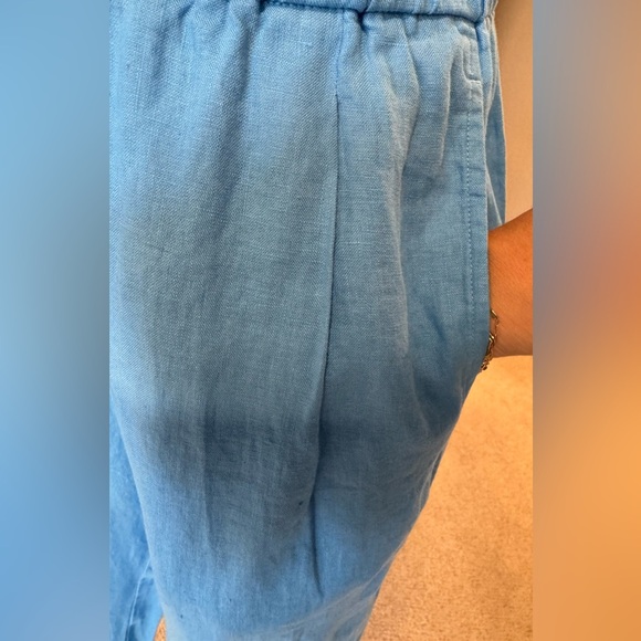 Eileen Fisher Sky Blue 100% Organic Linen Lantern Pant w/ Pockets - Picture 4 of 13